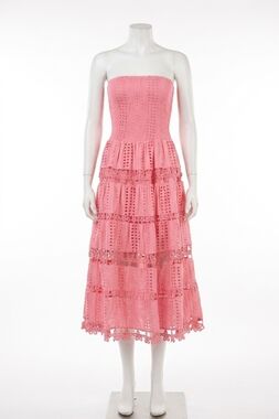 NEW STRUT & BOLT lena eyelet midi dress in confetti pink